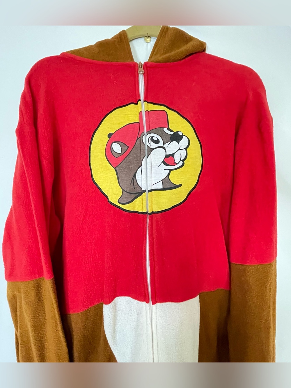 Buc-ees Beaver Plush Union Suit One Piece Pajamas Costume Loungewear L/XL